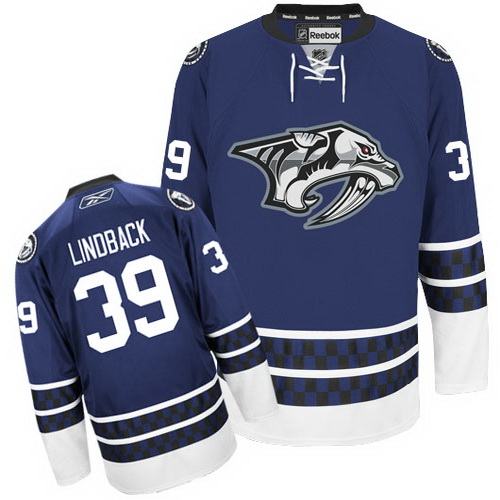 Excellent Nashville Predators 39 Anders Lindback Blue Third NHL Hockey Jersey